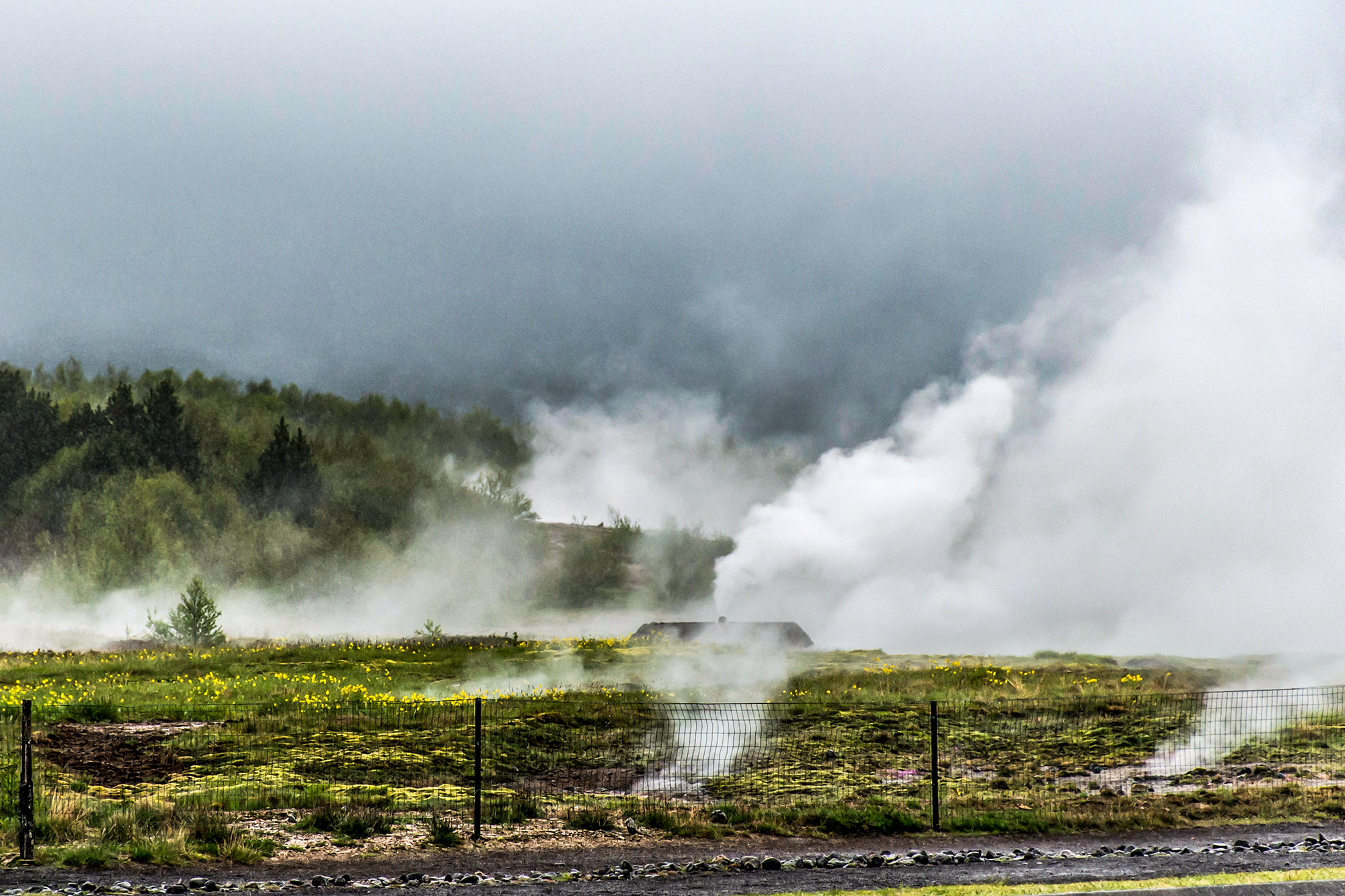 The Great Geysir Strokkur in Iceland hot fog geology